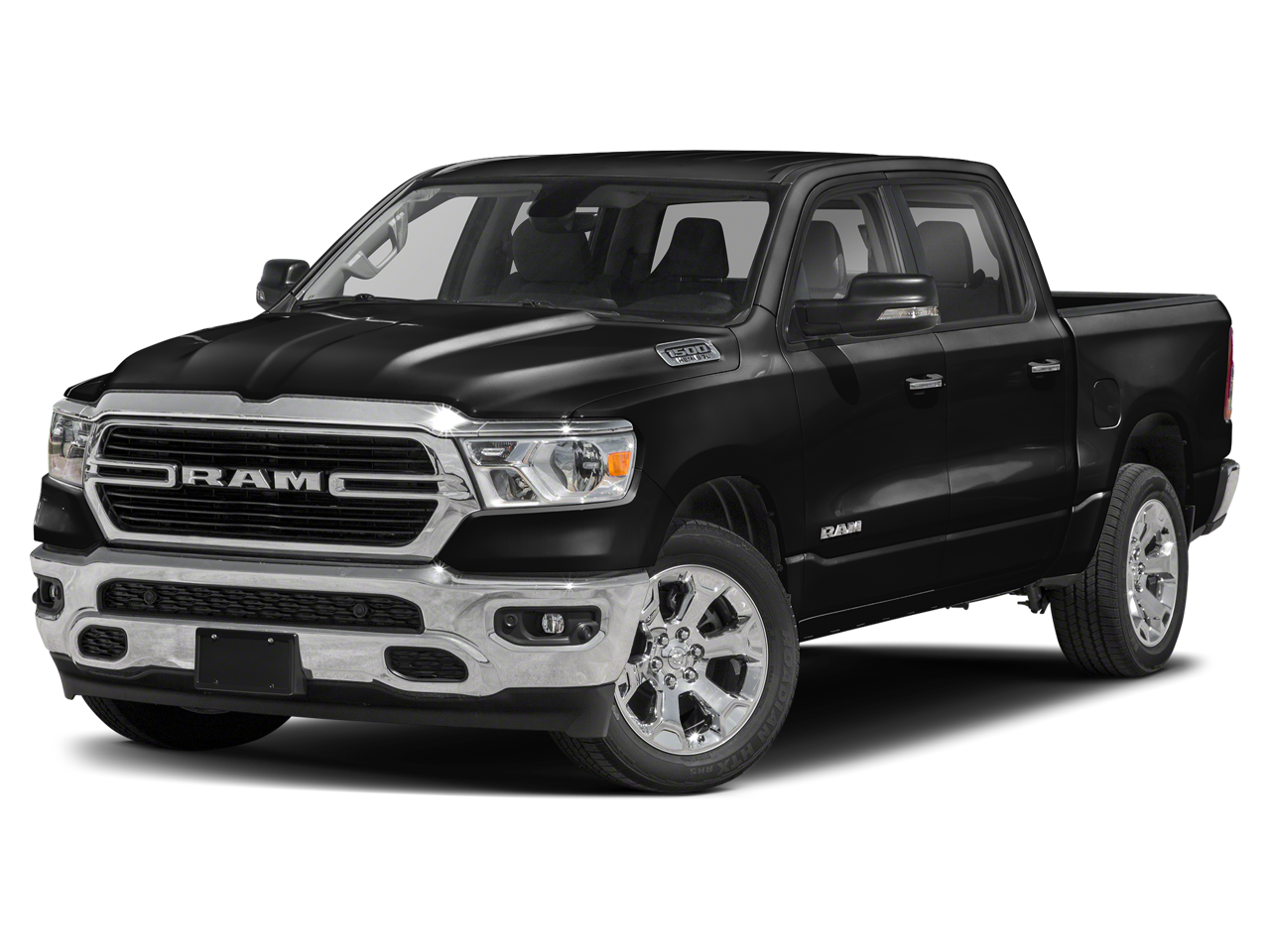 2020 RAM 1500 Big Horn/Lone Star in Diamond Black Crystal Pearlcoat — front three-quarter view