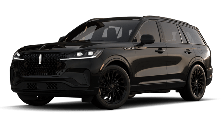 2026 Lincoln Aviator Reserve in Infinite Black Metallic Clearcoat — front three-quarter view