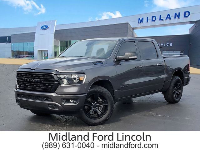 2022 RAM 1500 Big Horn/Lone Star in Granite Crystal Metallic Clearcoat — front three-quarter view