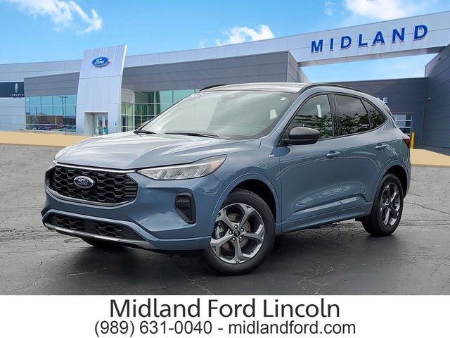 2024 Ford Escape ST-Line in Vapor Blue Metallic — front three-quarter view